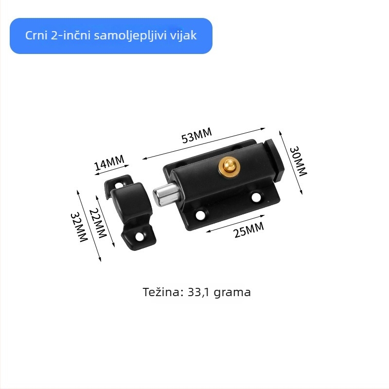 Automatski opružni zasun od nehrđajućeg čelika za kupaonica vrata, tip A zasun, brušeni završni sloj