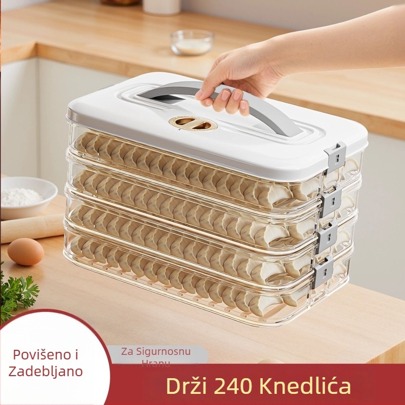 Kutija za knedle za zamrzavanje – podignuta i zdebla, plastična, jednostavan dizajn, bez marke