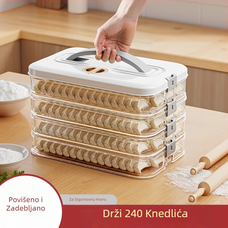 Kutija za knedle za zamrzavanje – podignuta i zdebla, plastična, jednostavan dizajn, bez marke