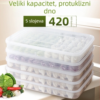 Kutija za pohranu knedli – Višeslojna, PP materijal, pogodna za mikrovalnu i zamrzivač