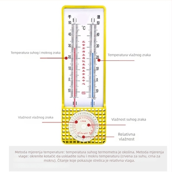 Unutarnji termohigrometar za kućnu upotrebu — Visoka preciznost; Pogodno za staklenike i dječju sobu; suho-vlažni psihrometar