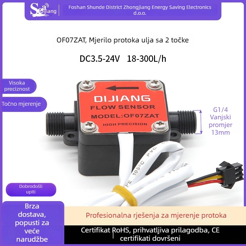 Mjeritelj protoka ulja s ovalnim zupčanicima, 10–300 L/h, G1/4, za dizel, motorno ulje, med, mlijeko, deterdžent