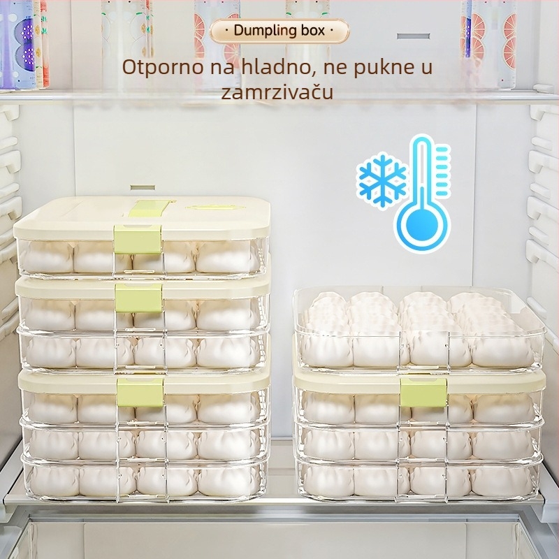 Kutija za skladištenje knedli za hladnjak i zamrzivač, plast, hrana-klase, višeslojni dizajn ladice, za zamrzavanje