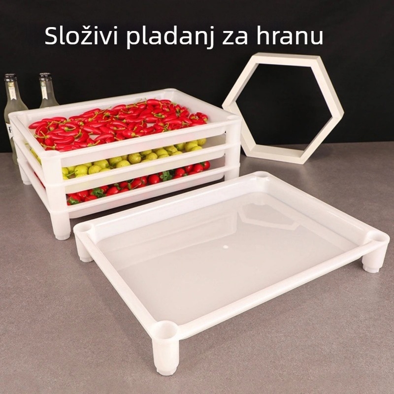 Pravokutni plastični tanjur za gyozu i wontone, sklopiva kutija za zamrzavanje s poklopcem
