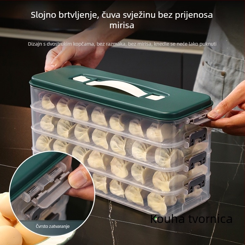 Plastična kutija za zamrzavanje za knedle i povrće — zamrzivački pladanj, crtani stil