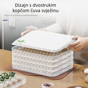 Kutija za pohranu dumplinga i wontona, plastika sigurna za hranu, pogodna za hladnjak i zamrzivač, zatvoreni pretinci, model JZH