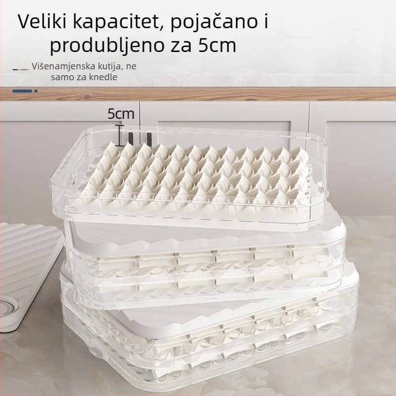 Kutija za pohranu dumplinga i wontona, plastika sigurna za hranu, pogodna za hladnjak i zamrzivač, zatvoreni pretinci, model JZH