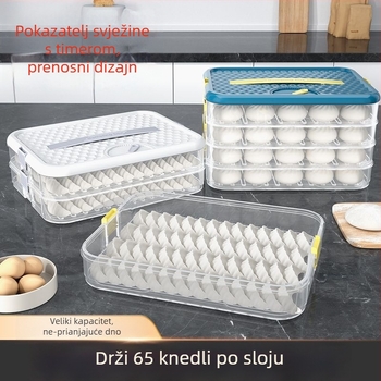 Kutija za knedle i wontone - Plastika za hranu, svijetao luksuzni dizajn, zračno-izolirano zatvaranje, pogodno za zamrzavanje, kuhinjsko skladištenje u hladnjaku