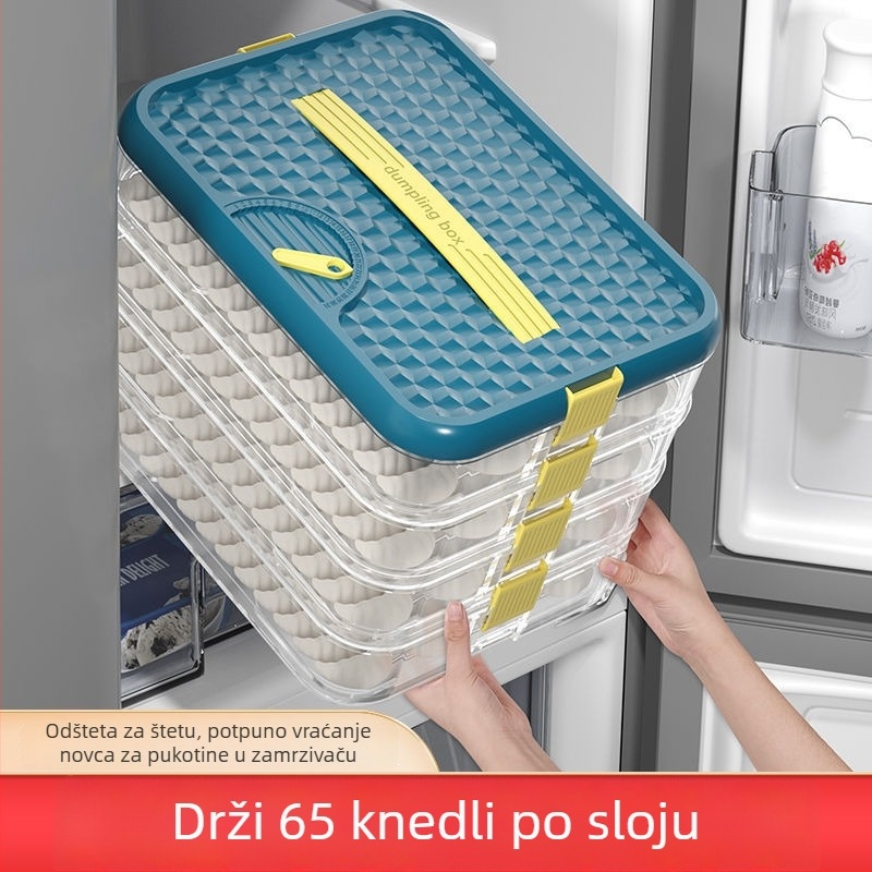 Kutija za knedle i wontone - Plastika za hranu, svijetao luksuzni dizajn, zračno-izolirano zatvaranje, pogodno za zamrzavanje, kuhinjsko skladištenje u hladnjaku