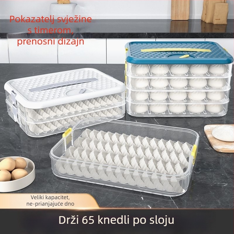 Kutija za knedle i wontone - Plastika za hranu, svijetao luksuzni dizajn, zračno-izolirano zatvaranje, pogodno za zamrzavanje, kuhinjsko skladištenje u hladnjaku