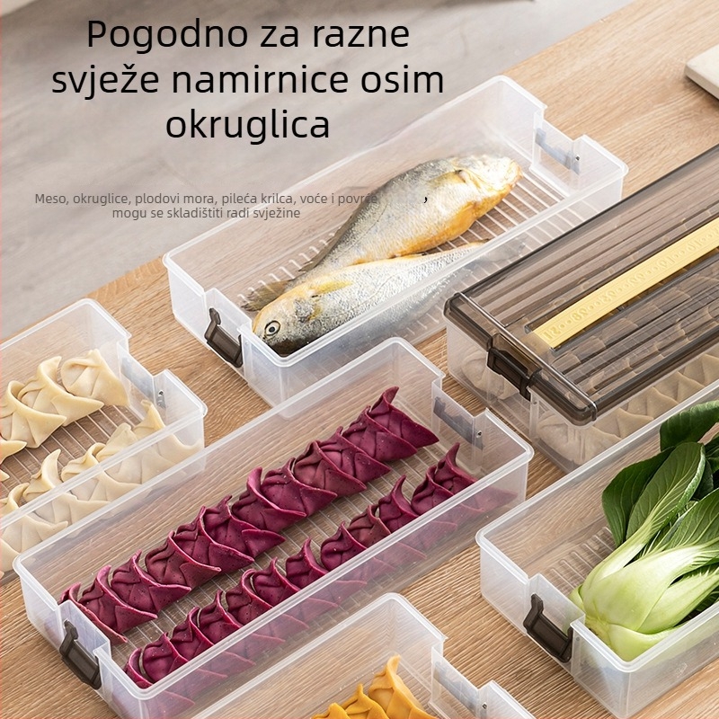 Prozirna višeslojna kutija za čuvanje knedli, pogodna za hladnjak i mikrovalnu pećnicu
