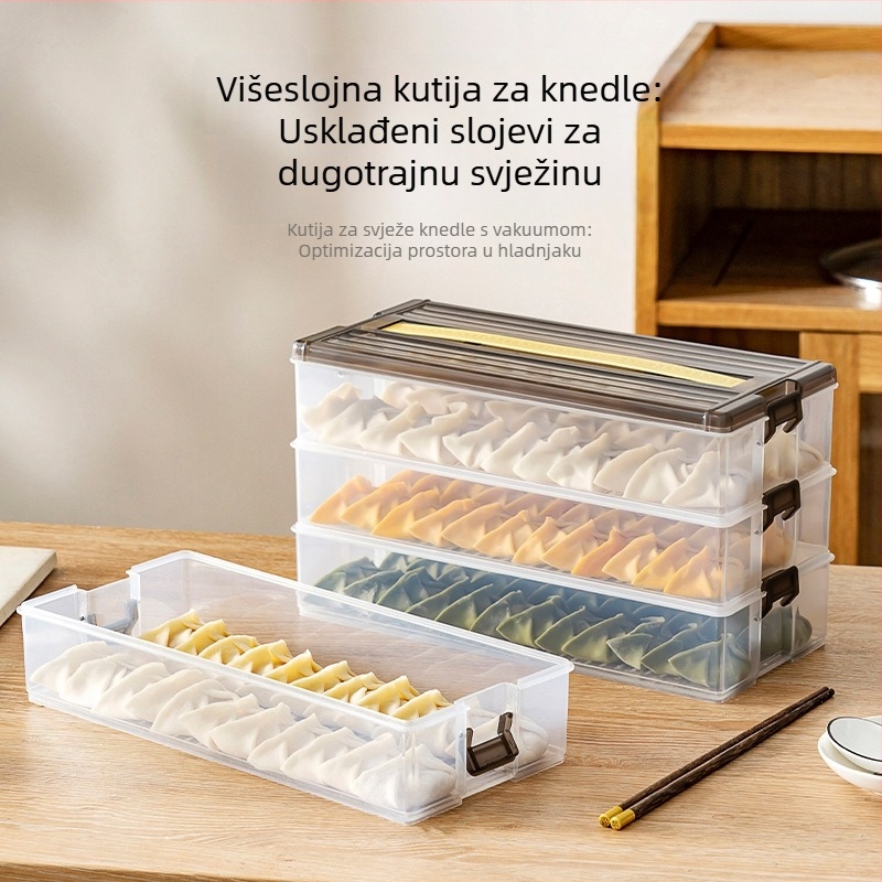 Prozirna višeslojna kutija za čuvanje knedli, pogodna za hladnjak i mikrovalnu pećnicu