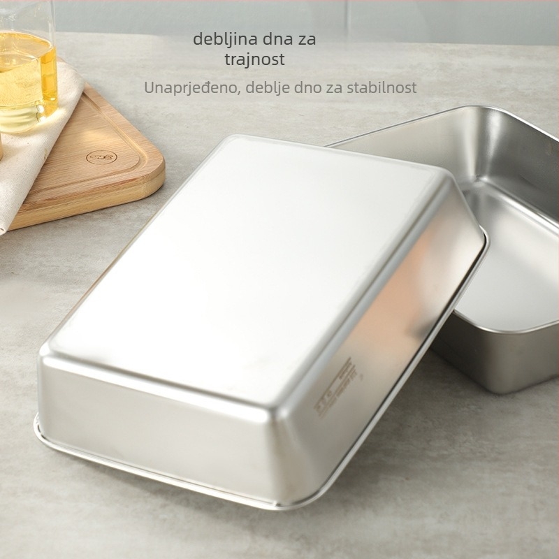 Kutija od nehrđajućeg čelika s poklopcem, pravokutnog oblika, kapacitet 800-1000 ml, održava toplinu, pogodno za mikrovalnu pećnicu