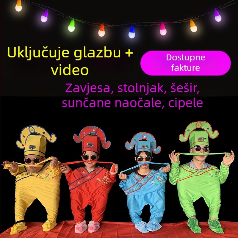 Cjelokupni set plesnih rekvizita za četvero talentiranih plesača uz kostime za scensko izvedbo, idealno za novogodišnji nastup.