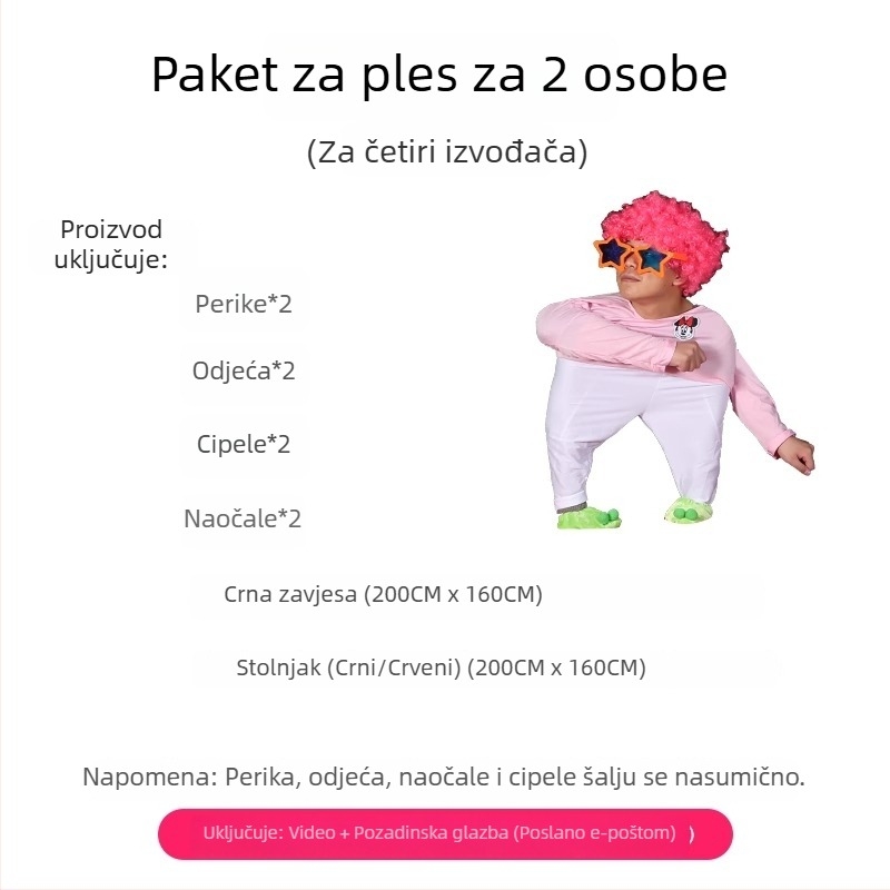 Cjelokupni set plesnih rekvizita za četvero talentiranih plesača uz kostime za scensko izvedbo, idealno za novogodišnji nastup.
