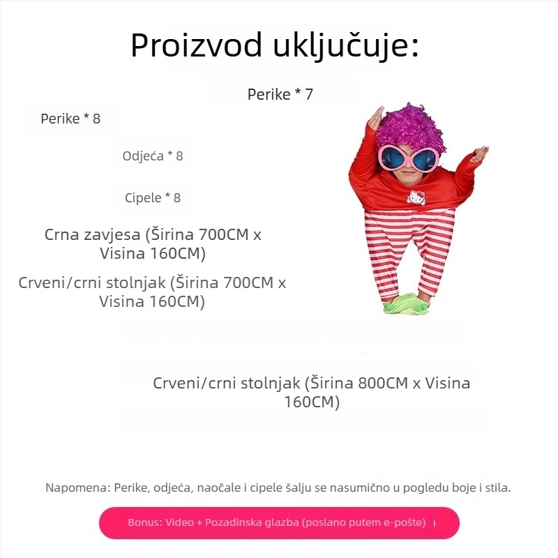 Cjelokupni set plesnih rekvizita za četvero talentiranih plesača uz kostime za scensko izvedbo, idealno za novogodišnji nastup.