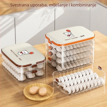Kutija za skladištenje knedli i wontona u hladnjaku — plastika hrane, jednostavan stil, pladanj za brzo zamrzavanje
