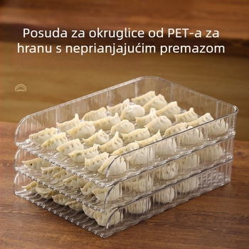 Pravokutna posuda za knedle s poklopcem, prehrambeni plast, nelepiva površina, velika kapaciteta, može se slagati