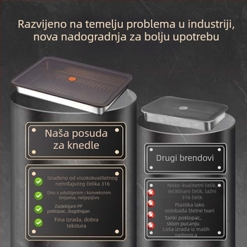 Kutija za pohranu od nehrđajućeg čelika 304 za hranu, višeslojna kutija za knedle i brzo zamrzavanje, za pohranu u hladnjaku