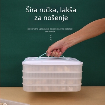 Višeslojna kutija za dumplings, od plastike za hranu, pogodna za zamrzivač i hladnjak, moderan minimalistički dizajn