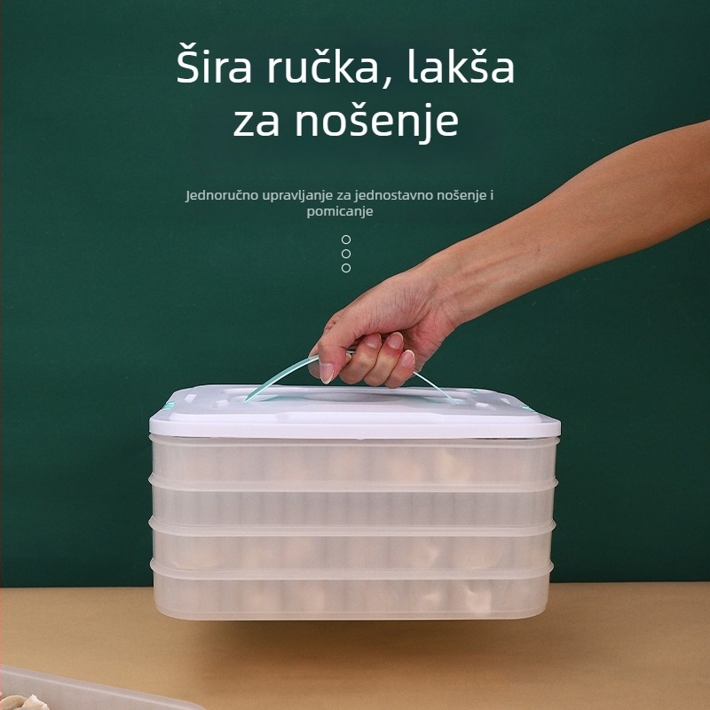 Višeslojna kutija za dumplings, od plastike za hranu, pogodna za zamrzivač i hladnjak, moderan minimalistički dizajn