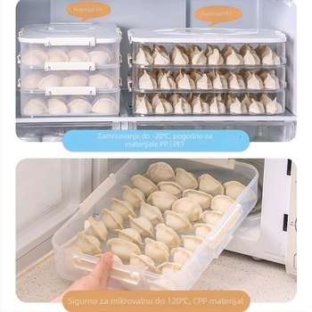 Višeslojna kutija za knedle za kućni frižider, plast za prehranu, velika kapacitа zamrzivača