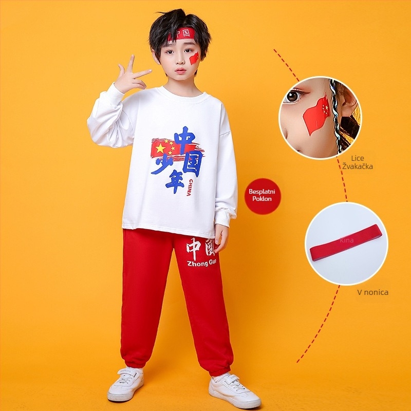 Dječji kostim za nastupe i školska događanja u kineskom stilu; unisex, poliester tkanina, pogodan za kineski ples, moderni minimalistički stil, proljeće 2025.