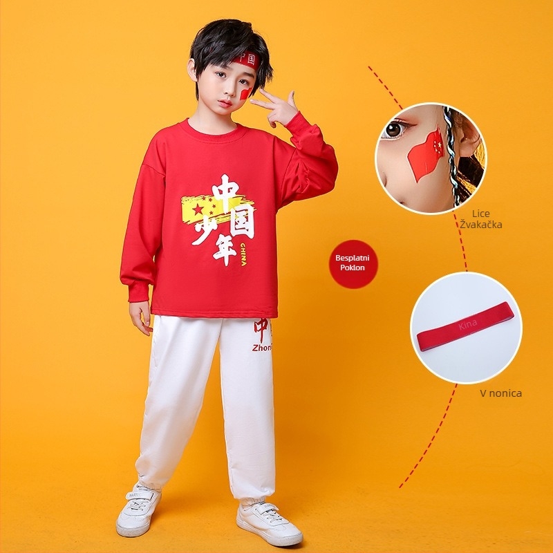Dječji kostim za nastupe i školska događanja u kineskom stilu; unisex, poliester tkanina, pogodan za kineski ples, moderni minimalistički stil, proljeće 2025.