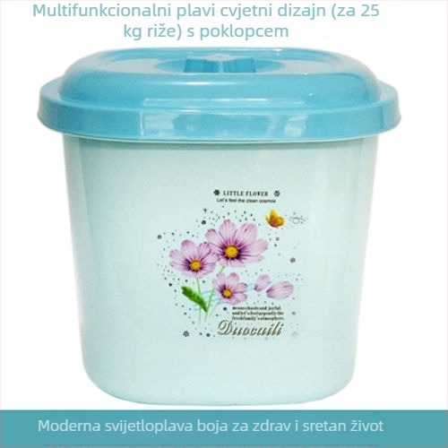 Spremnik za skladištenje riže – zatvoren, otporan na vlagu i štetnike; proziran PP plastični spremnik, kapacitet iznad 10 L za rižu i brašno