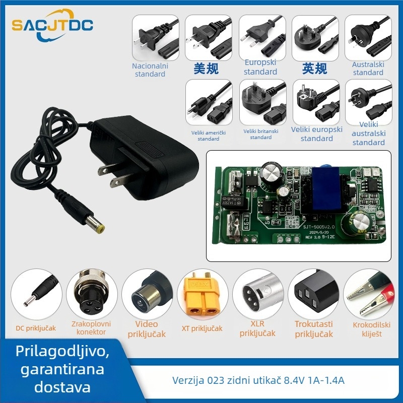 8.4V litij-ionski baterijski punjač, 1 utor, ulaz 100-240V, izlaz 8.4V, struje punjenja 1A/3A/4A/5A/10A