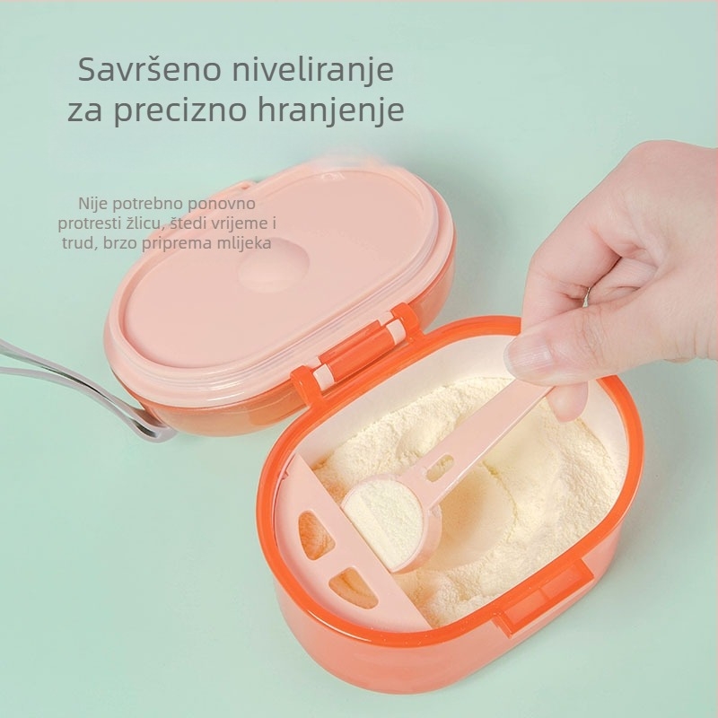 Prijenosni spremnik za mliječne praške za bebe sa zatvaračem poklopcem, otporan na vlagu i podijeljenim pregradama – pogodno od rođenja do 3 godine