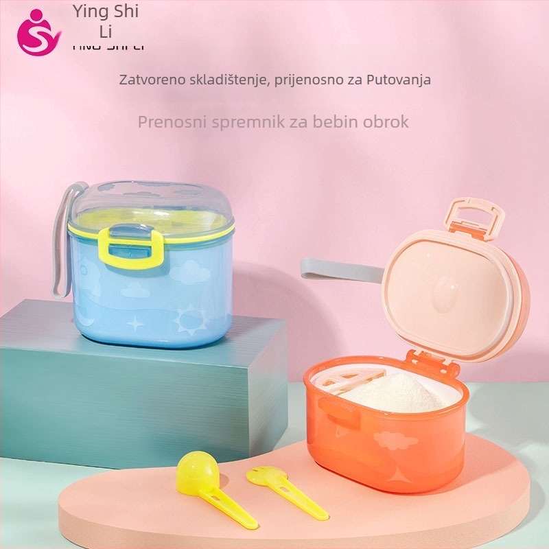 Prijenosni spremnik za mliječne praške za bebe sa zatvaračem poklopcem, otporan na vlagu i podijeljenim pregradama – pogodno od rođenja do 3 godine