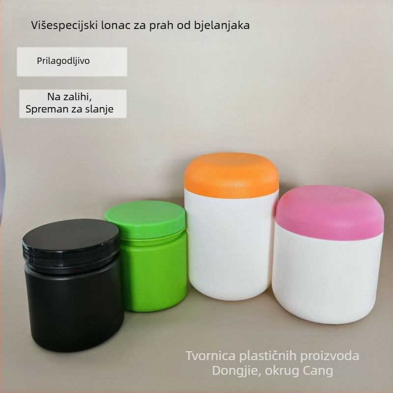 500 g Plastična posuda za proteinski prah, zatvorena, sa širokim otvorom