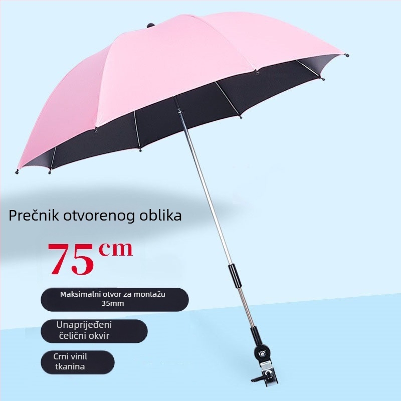 BANANA HT Suncana kišobran za dječji kolica s UPF 50+, 8 čeličnih rebara, tkanina 190T, ručno otvaranje, duga drška