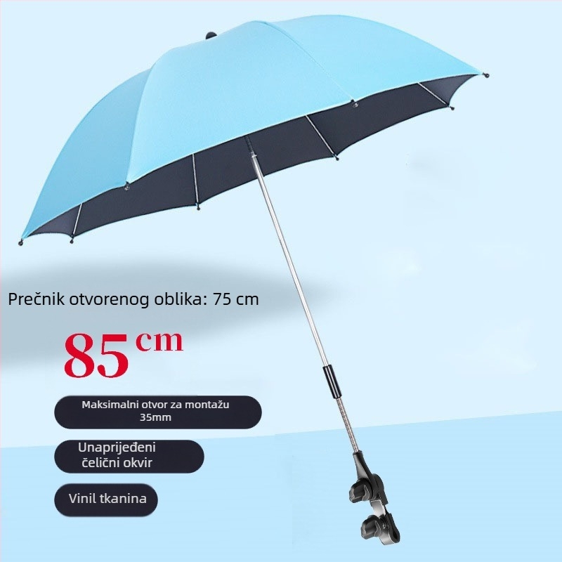BANANA HT Suncana kišobran za dječji kolica s UPF 50+, 8 čeličnih rebara, tkanina 190T, ručno otvaranje, duga drška