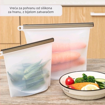 Silikonska vrećica za čuvanje hrane – kvaliteta hrane, otporna na visoke temperature, zatvaračka vrećica za voće i povrće, višekratna upotreba, tiskanje logotipa i prilagođavanje