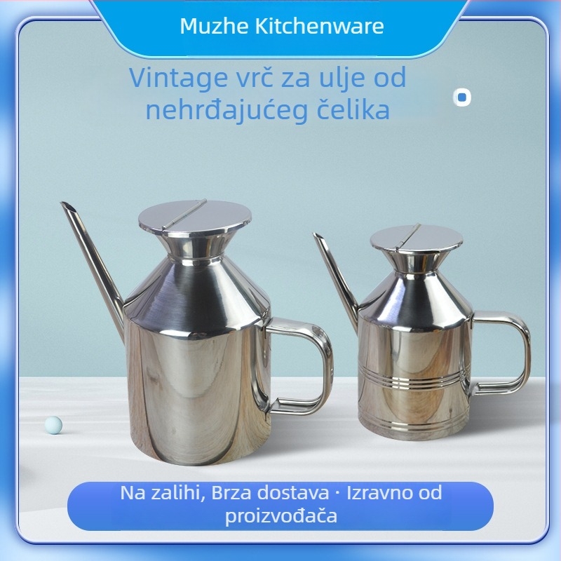 Posuda od nehrđajućeg čelika za ulje, europskog stila, s integriranim četkom za ulje i izljevom, velike kapacitete