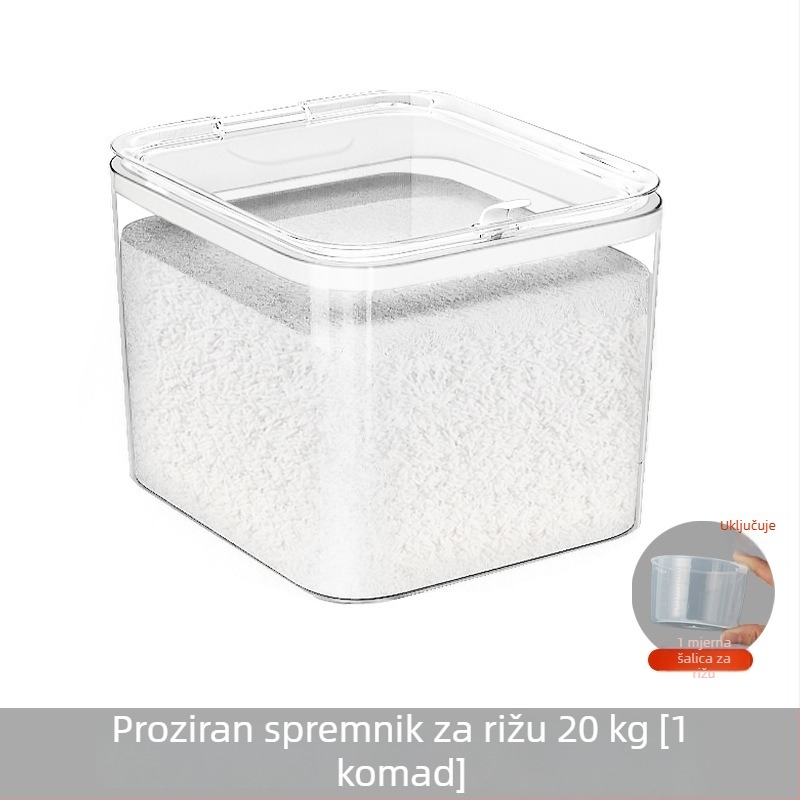 Kontejner za rižu – proziran plastični spremnik, sa zatvaračem, otporan na vlagu i štetočine, japanski stil