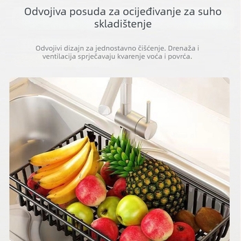 Stojeći višeslojni stalak za posuđe, mobilni kolica s košem za povrće i užine, od ugljičnog čelika