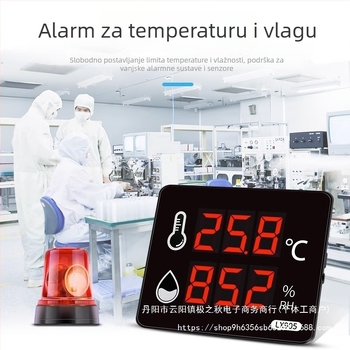 Industrijski visokoprecizni registrator temperature i vlage za unutarnju upotrebu u tvornici; napajanje iz mreže; kompatibilan s privatnom oznakom