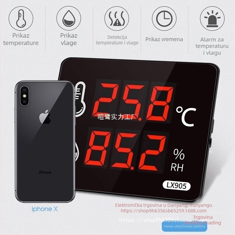 Industrijski visokoprecizni registrator temperature i vlage za unutarnju upotrebu u tvornici; napajanje iz mreže; kompatibilan s privatnom oznakom