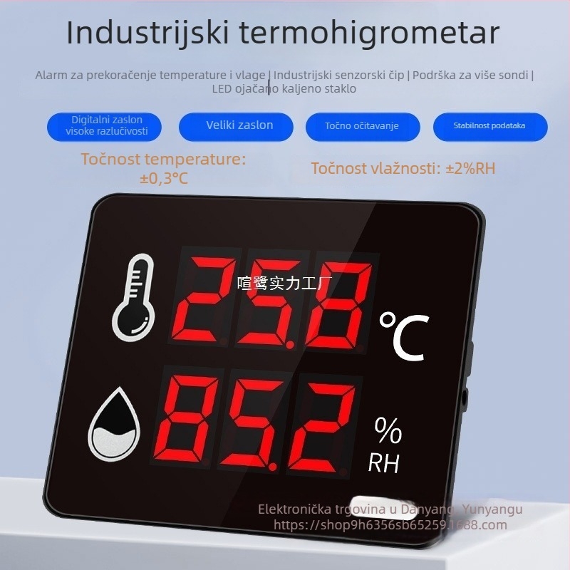 Industrijski visokoprecizni registrator temperature i vlage za unutarnju upotrebu u tvornici; napajanje iz mreže; kompatibilan s privatnom oznakom