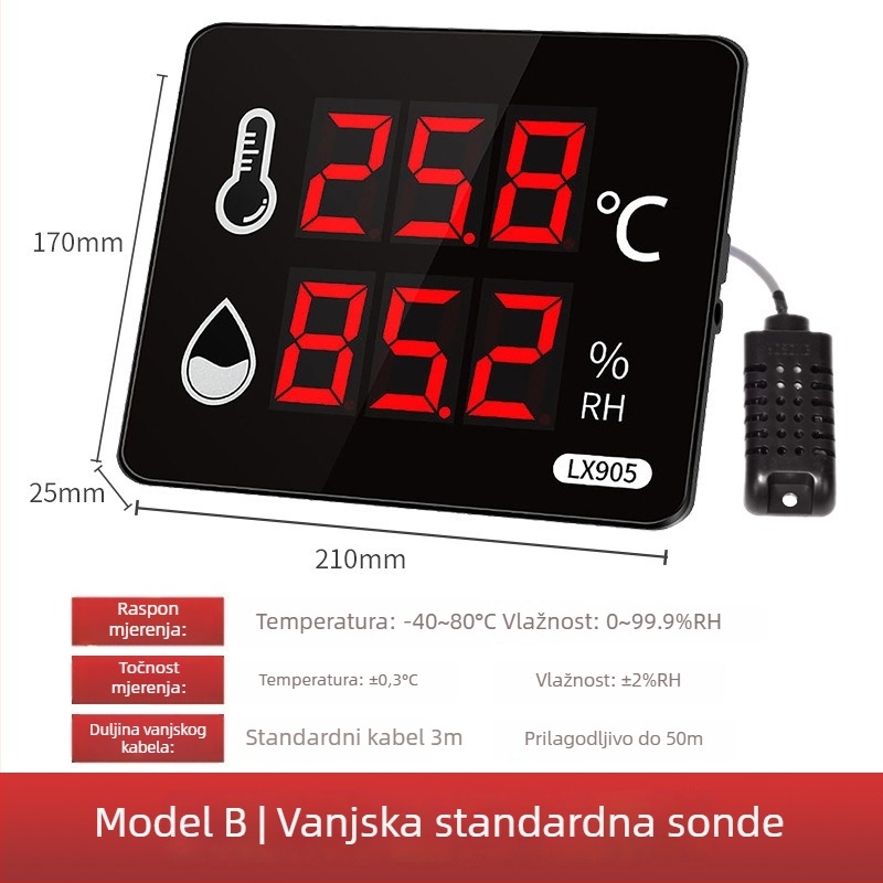 Industrijski visokoprecizni registrator temperature i vlage za unutarnju upotrebu u tvornici; napajanje iz mreže; kompatibilan s privatnom oznakom