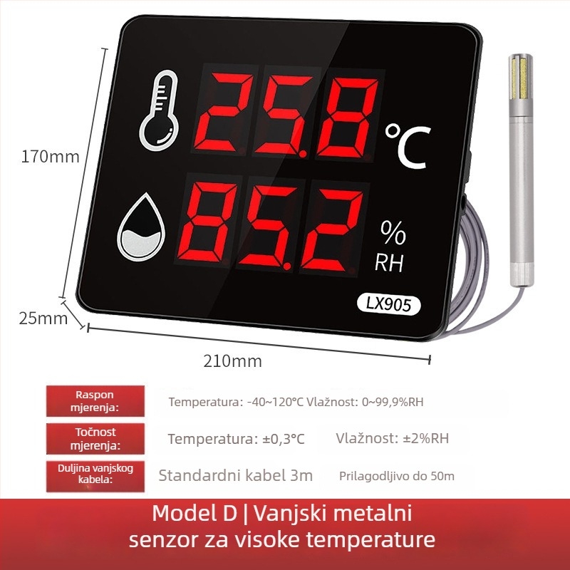 Industrijski visokoprecizni registrator temperature i vlage za unutarnju upotrebu u tvornici; napajanje iz mreže; kompatibilan s privatnom oznakom