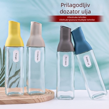 Staklena posuda za ulje s automatskim otvaranjem i zatvaranjem, kuhinjska boca za umake, Dashun Glass, moderan minimalistički stil, prilagodba logotipa