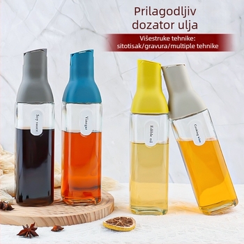 Staklena posuda za ulje s automatskim otvaranjem i zatvaranjem, kuhinjska boca za umake, Dashun Glass, moderan minimalistički stil, prilagodba logotipa