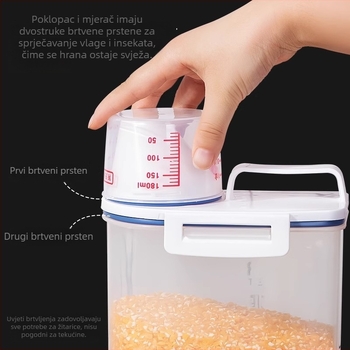 Plastična kutija za skladištenje riže u japanskom stilu, vodonepropusna, otporna na vlagu i štetnike, s funkcijom bilježenja datuma, kapacitet 5–6 L