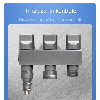 Bakarni kutni ventil s tri kontrole, četverostrani miješalnik s tri izlaza