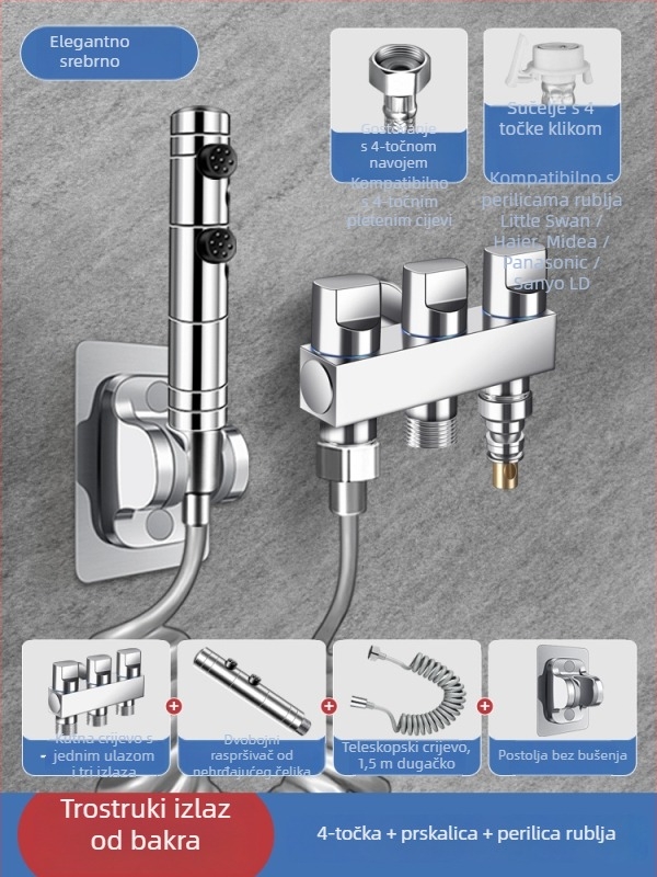Bakarni kutni ventil s tri kontrole, četverostrani miješalnik s tri izlaza