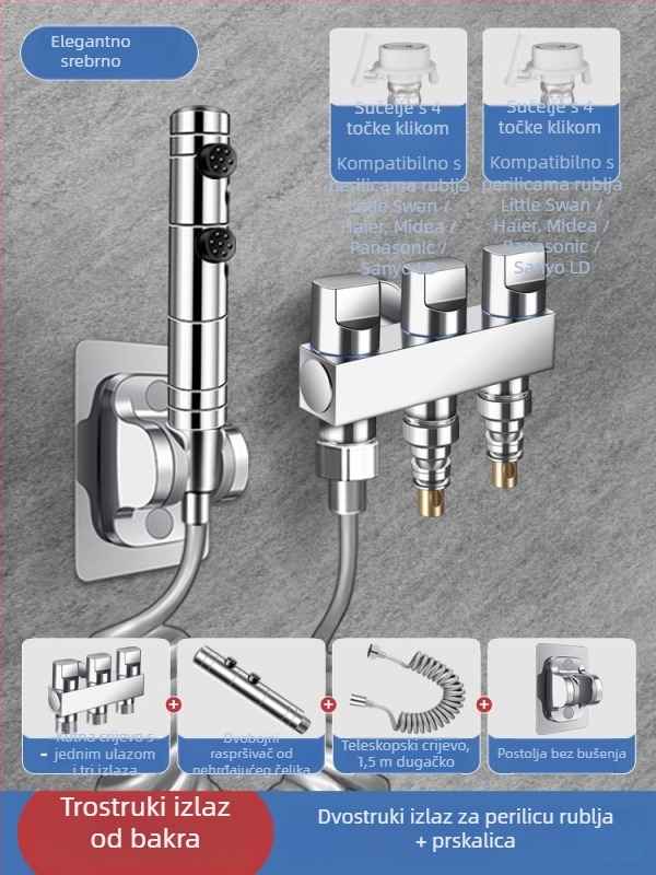 Bakarni kutni ventil s tri kontrole, četverostrani miješalnik s tri izlaza
